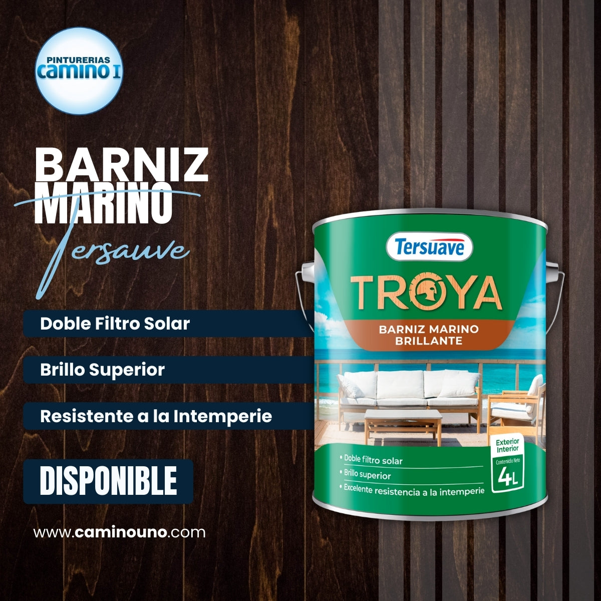 Troya Barniz Marino Brillante Tersuave x 1/2 litros