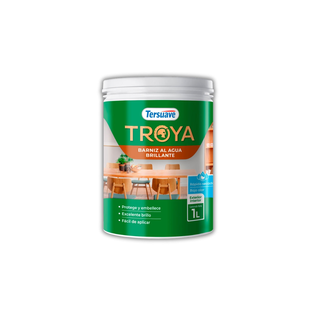 Troya Barniz al Agua Brillante Tersuave x 01 litros