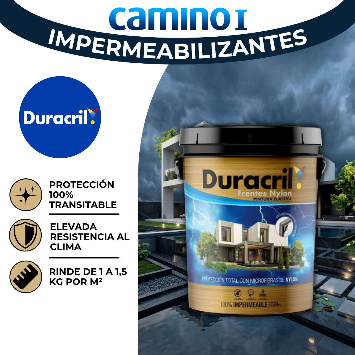 Impermeabilizante Frentes Nylon Duracril x 24 kilos
