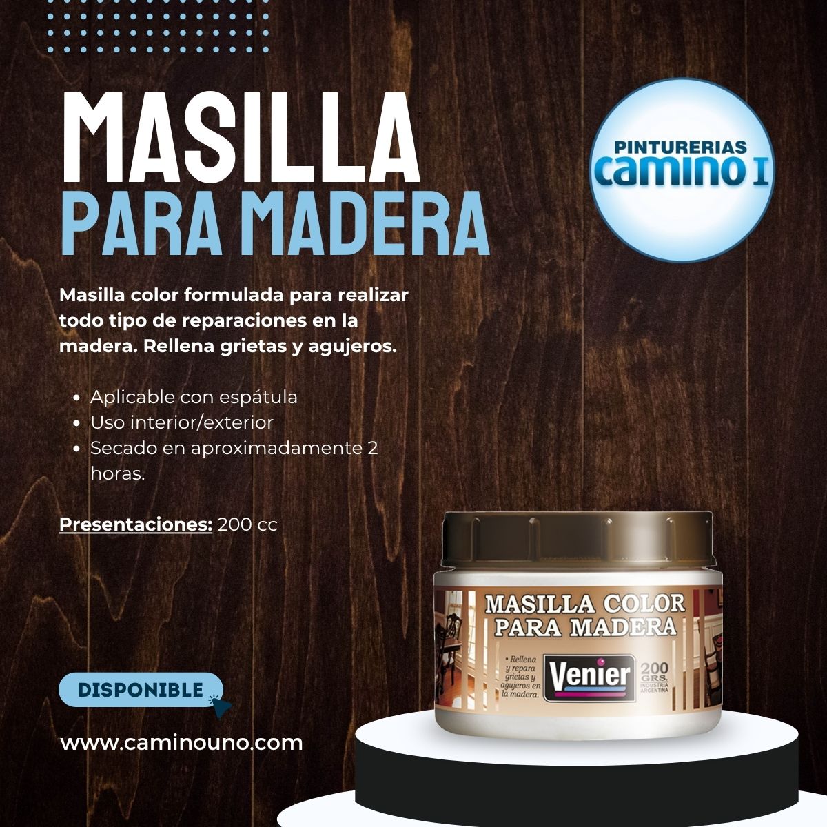 Masilla para madera Venier x 200 cc