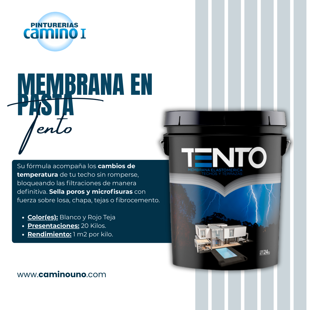 Membrana En Pasta Elastomérica Tento x 20 Kilos