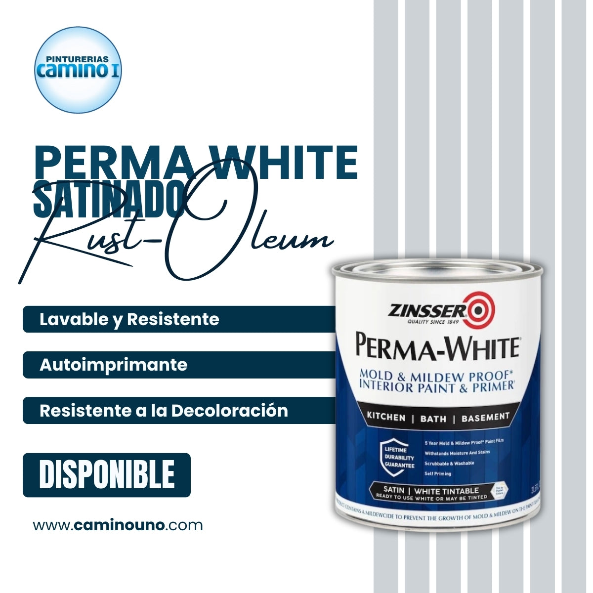 Latex Interior satinado Perma White Rust-Oleum x 3.785 litros