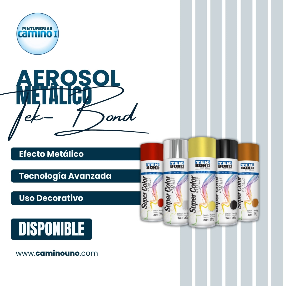 Aerosol Metálico Tek Bond X 350 mililitros